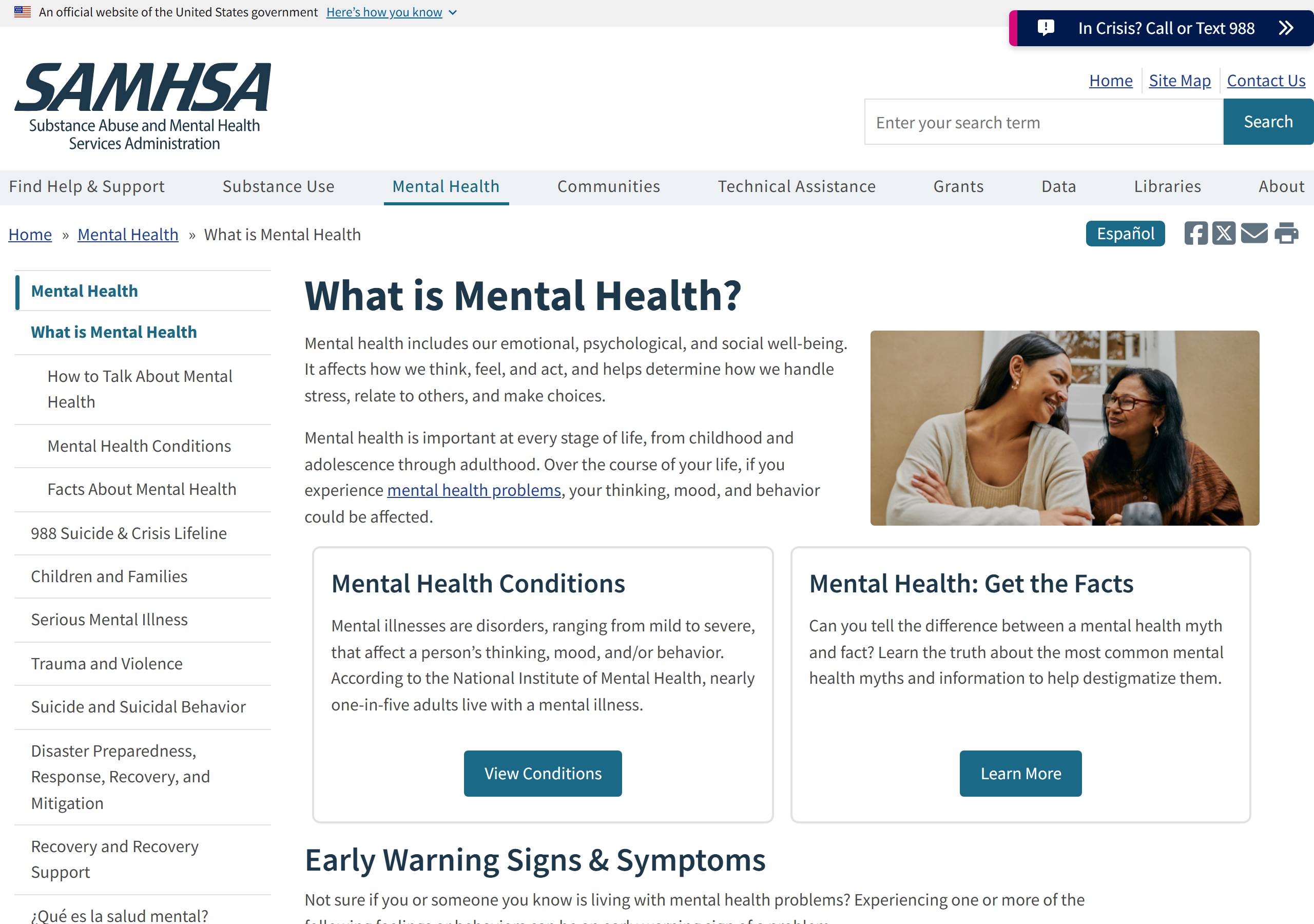 The live SAMHSA page (samhsa.gov), captured June 2026